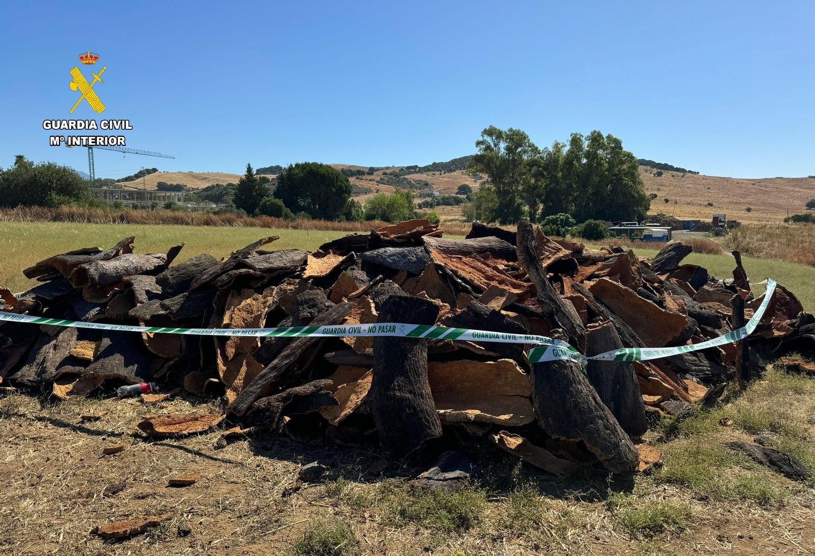 Parte del corcho intervenido por la Guardia Civil.