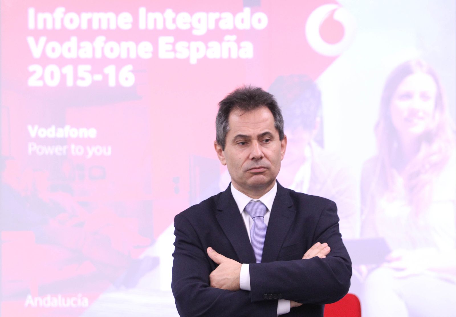 El director territorial de Vodafone en Andalucía, Antonio Fernández, ayer durante la presentación del informe.