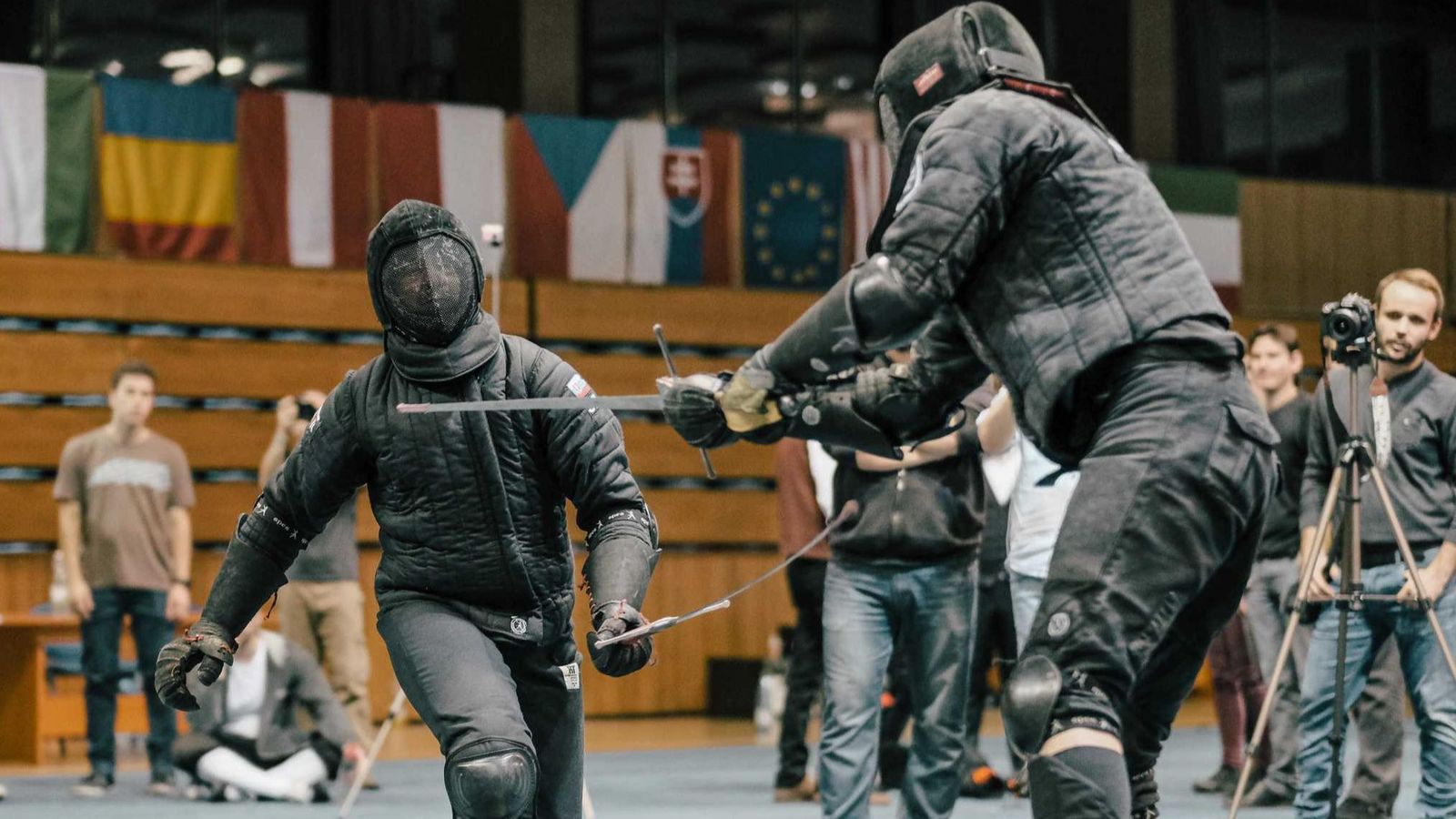 Imagen de archivo de una prueba de escgrima histórica.