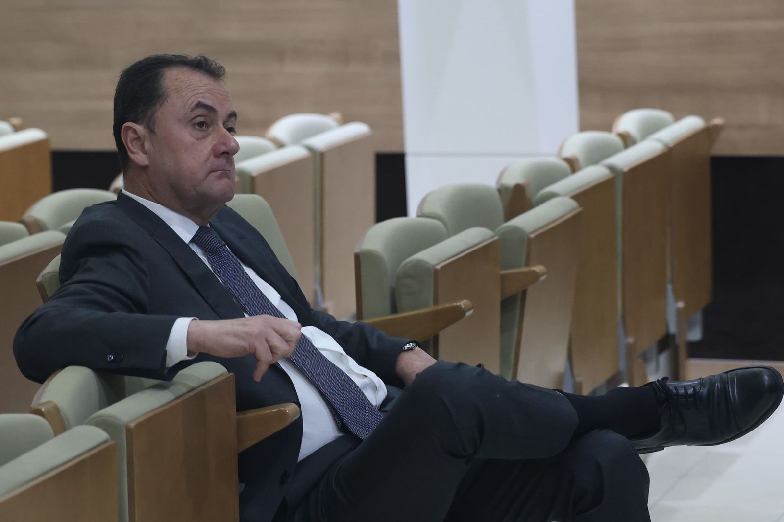 José María Muñoz, en la sala de prensa de La Rosaleda.