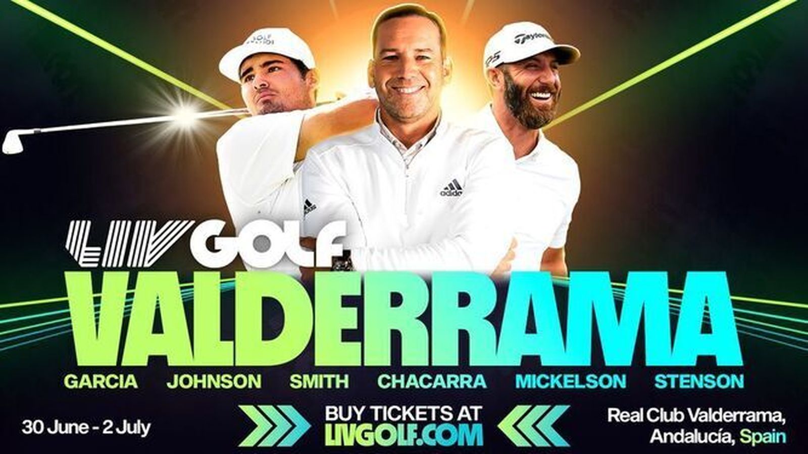 El cartel anunciador del torneo del LIV en Valderrama.