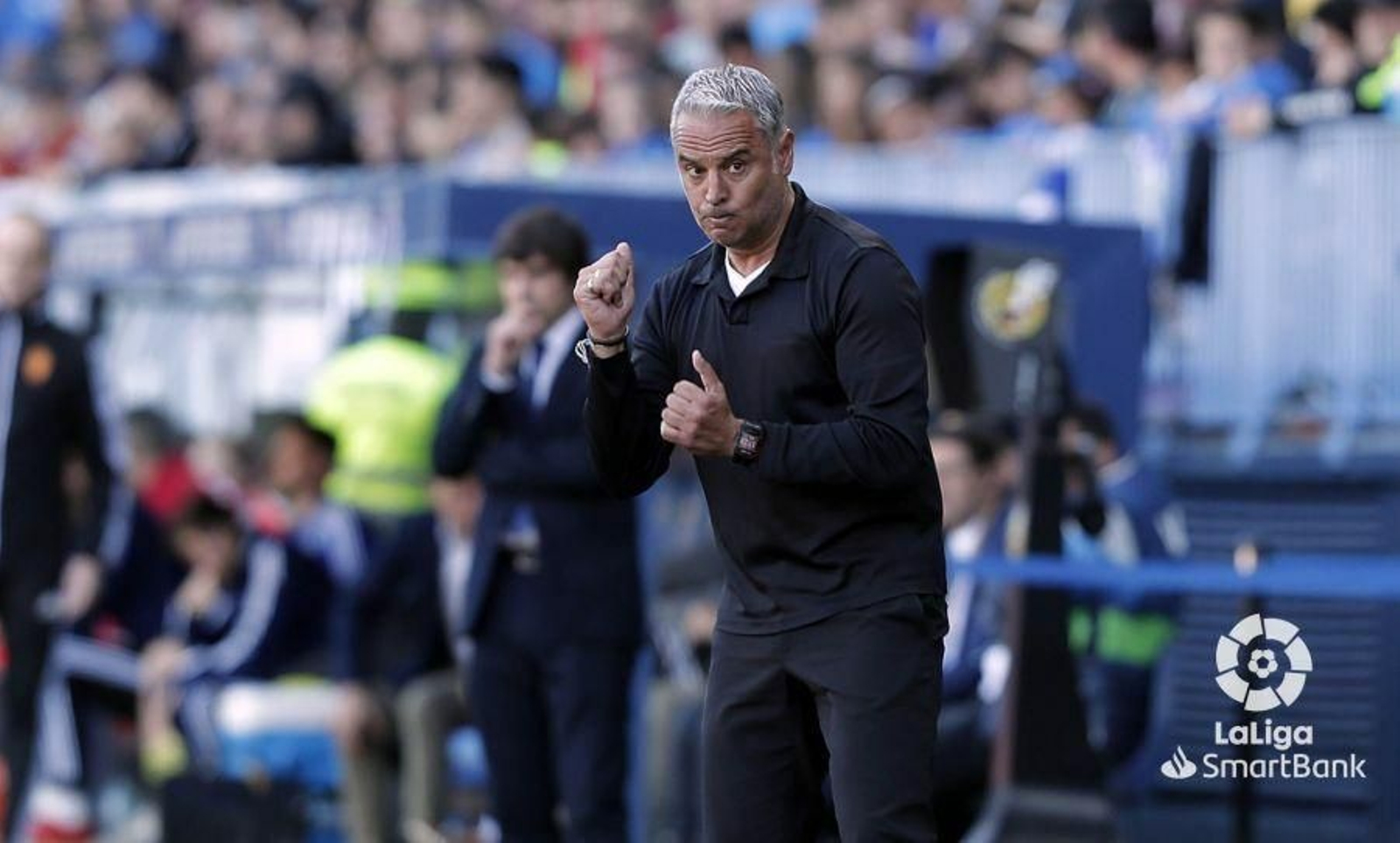 Sergio Pellicer, sobre el césped de La Rosaleda.