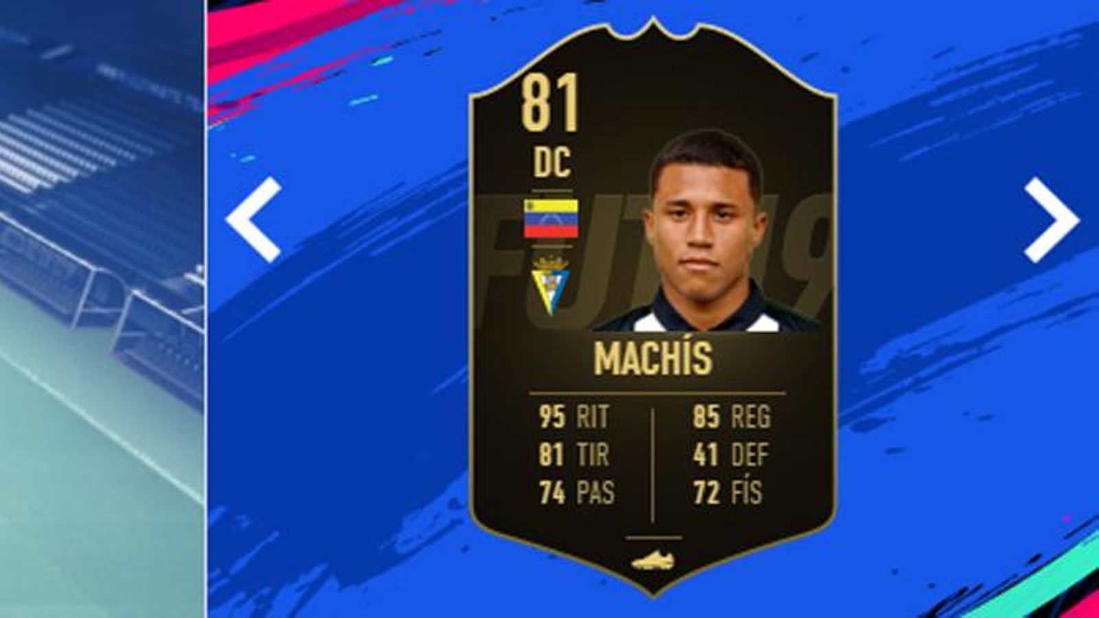 La versión especial de Machís en el TOTW de FIFA 19.