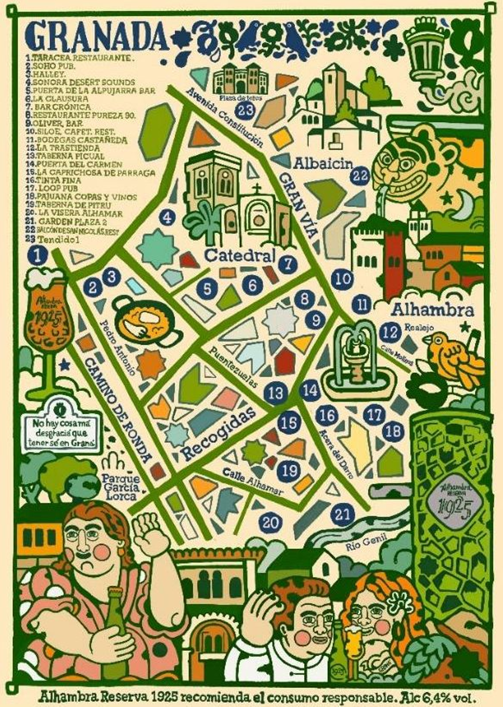 Mapa de los grifos de 1925 en Granada.