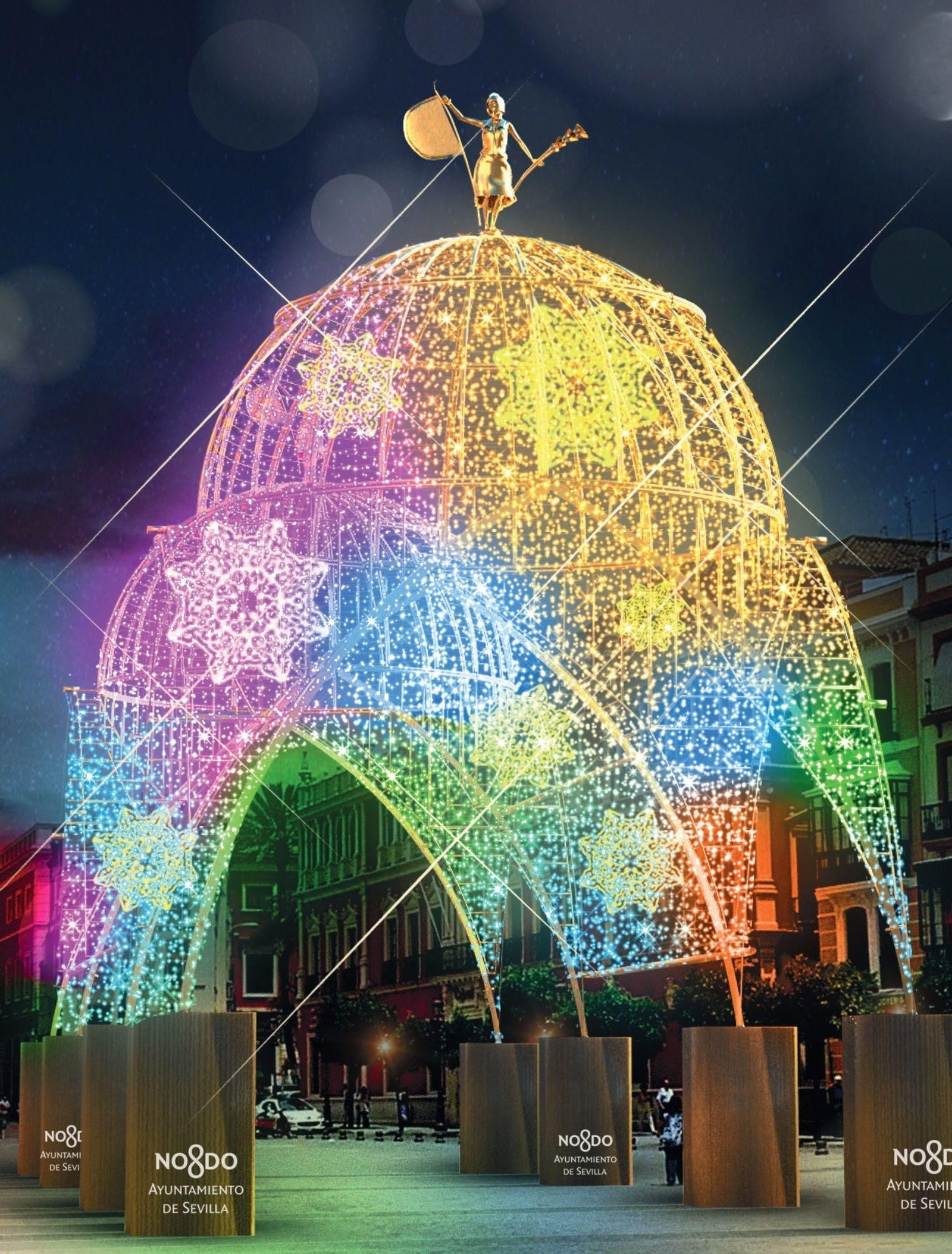 Recreación de la estructura navideña.