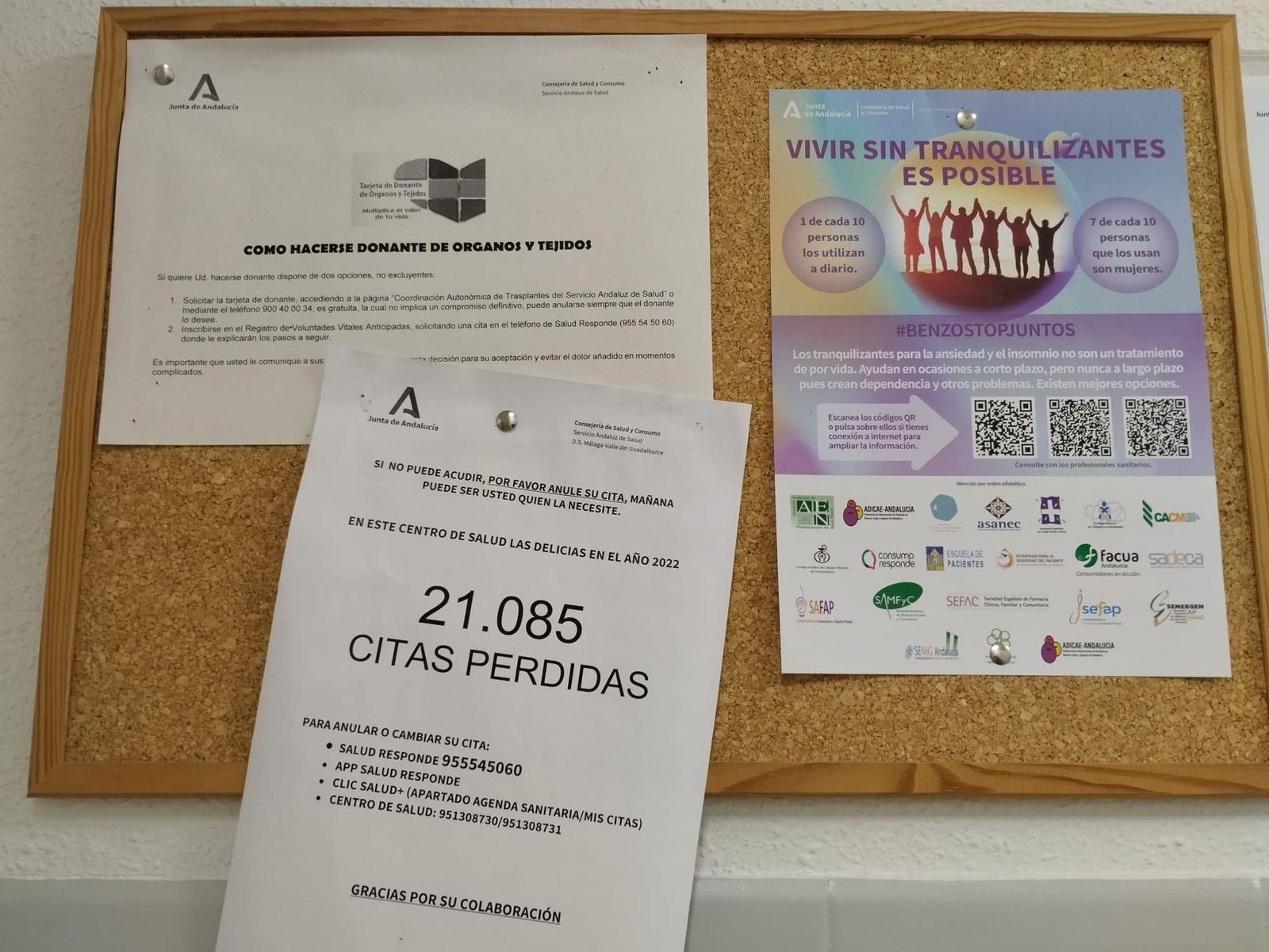 Cartel en un centro de salud de la capital para concienciar sobre las citas perdidas.