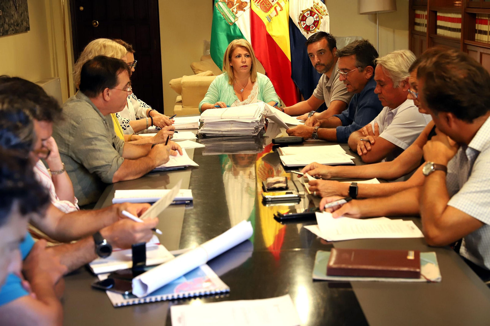 Mamen Sánchez y José  Antonio  Díaz, durante la Comisión Local de Patrimonio.
