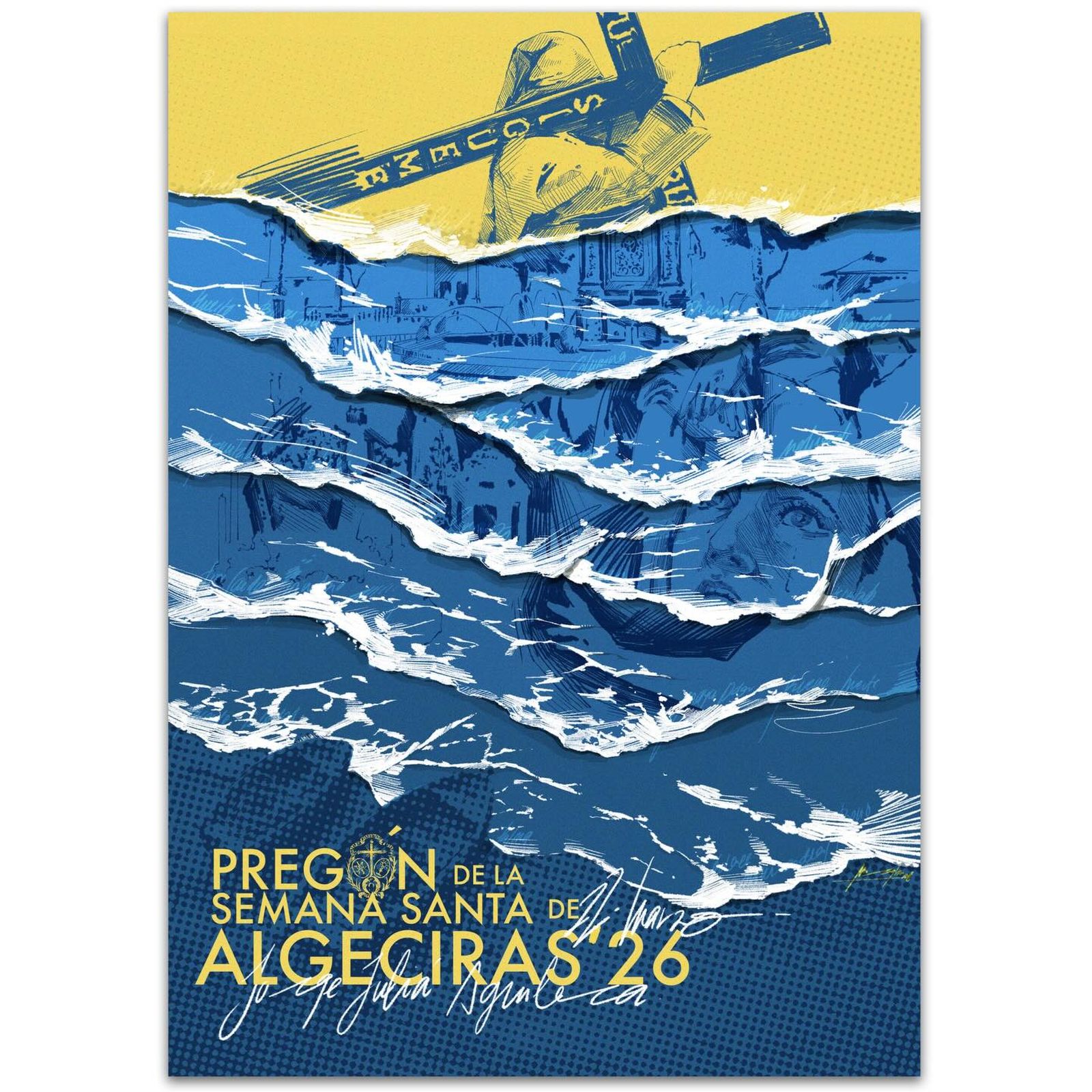 Detalle del cartel del pregón de la Semana Santa de Algeciras 2026.