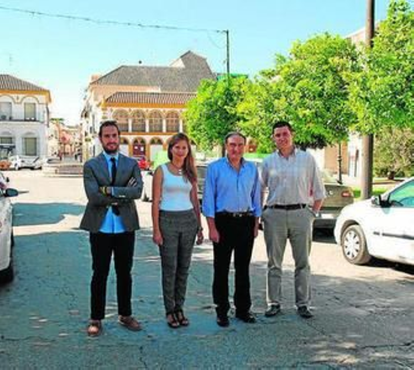 Representantes del Ayuntamiento, durante la presentación de los trabajos.
