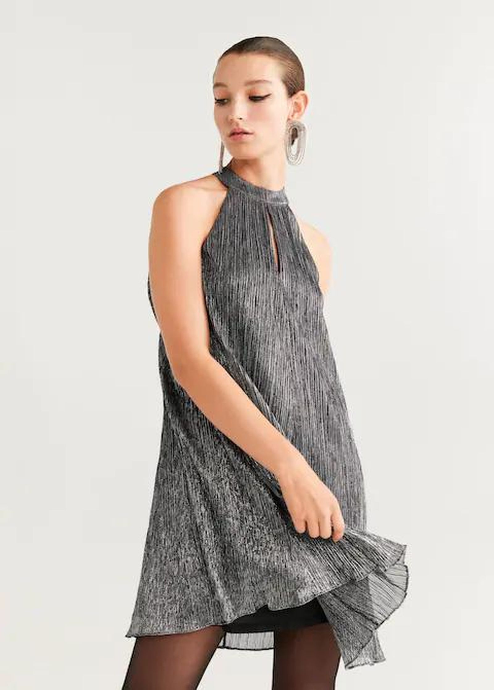 Vestido de hilo metalizado de Mango.