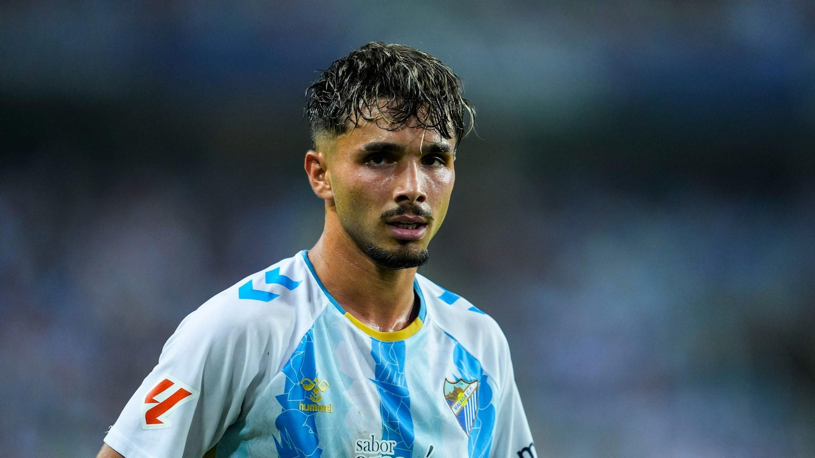 Kevin Medina durante el encuentro ante el CD Mirandés