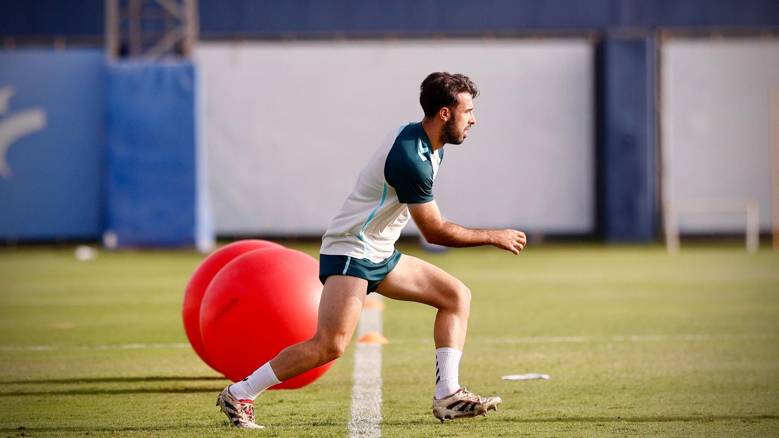 Carlos Puga, en un entrenamiento de esta temporada