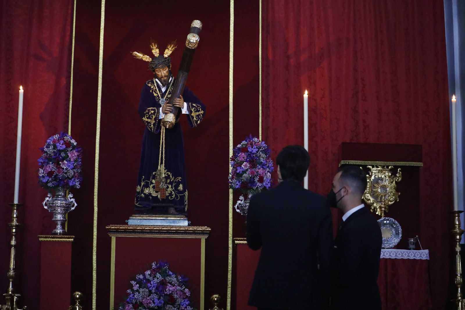 El Señor de la Pasión, durante el acto de veneración de este pasado sábado.