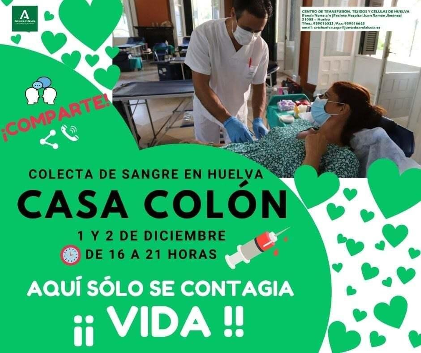Información sobre la colecta de sangre de la Casa Colón