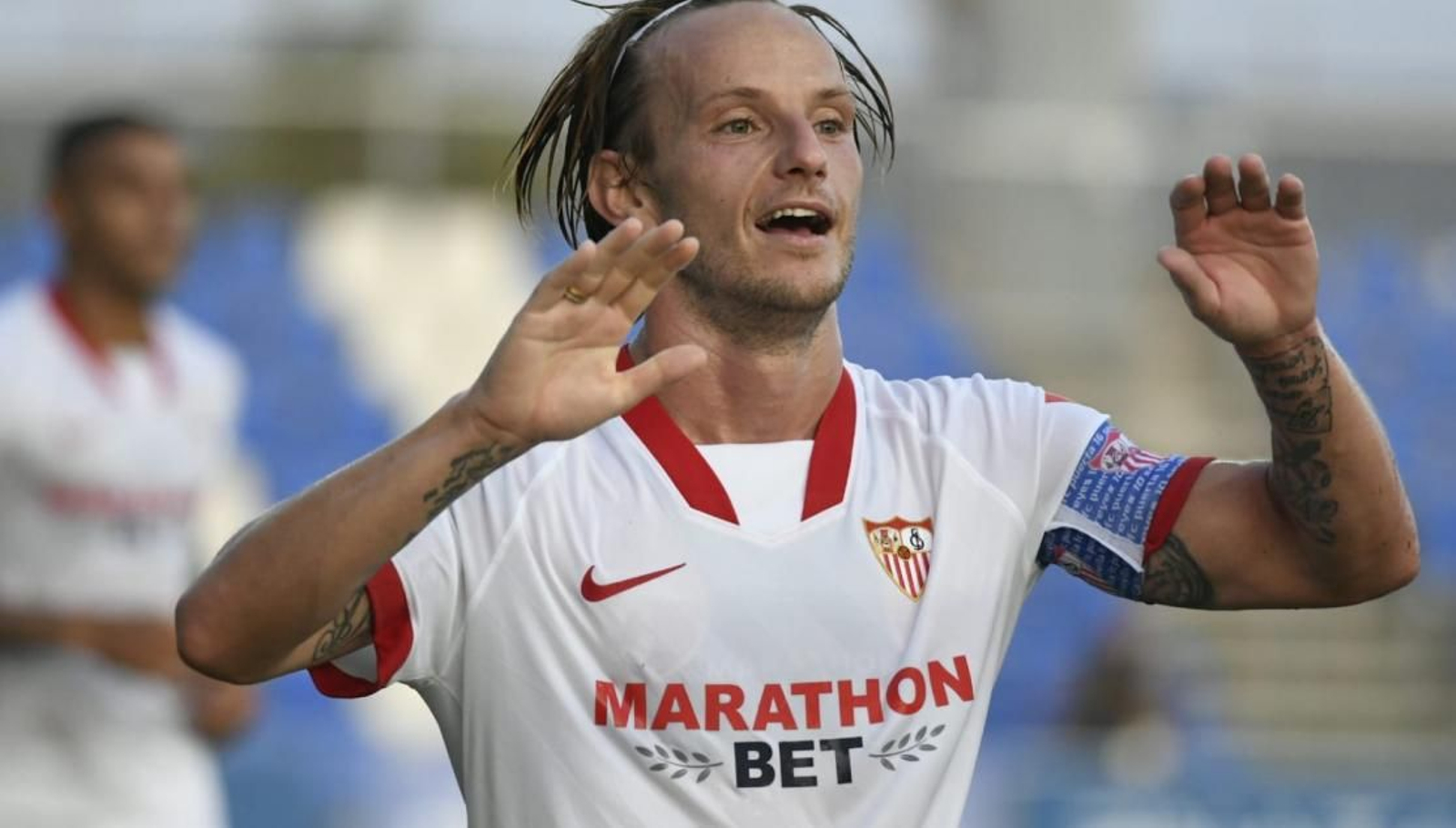 Rakitic, justo tras marcar el 3-2 ante el Levante.