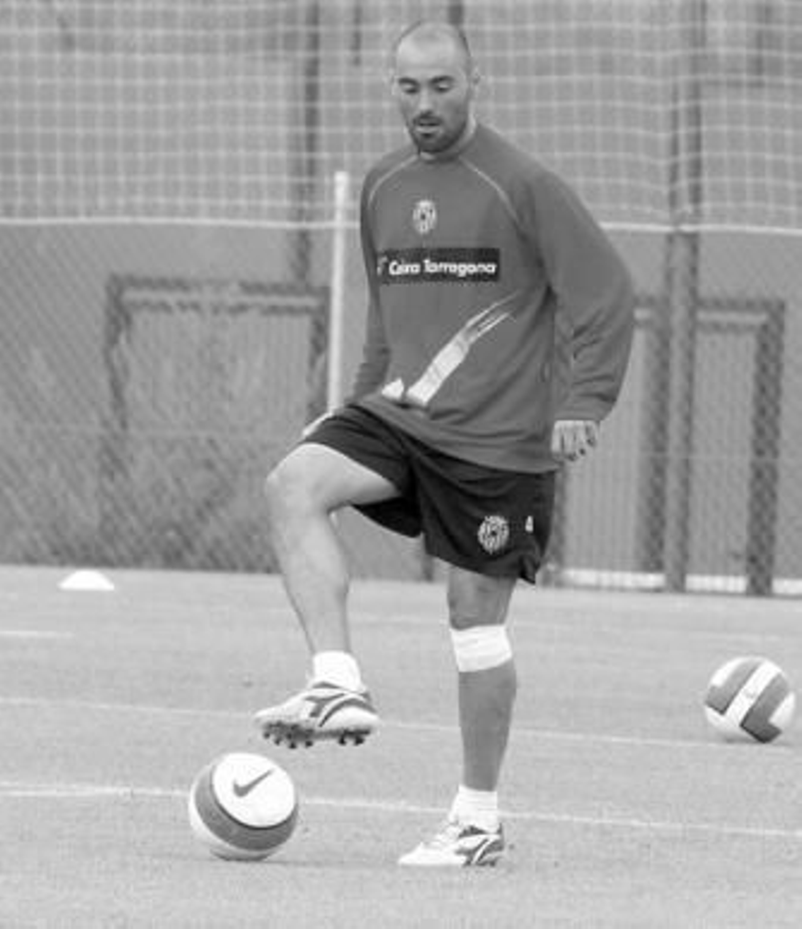 David García, en un entrenamiento de la pasada campaña con el Nástic de Tarragona.