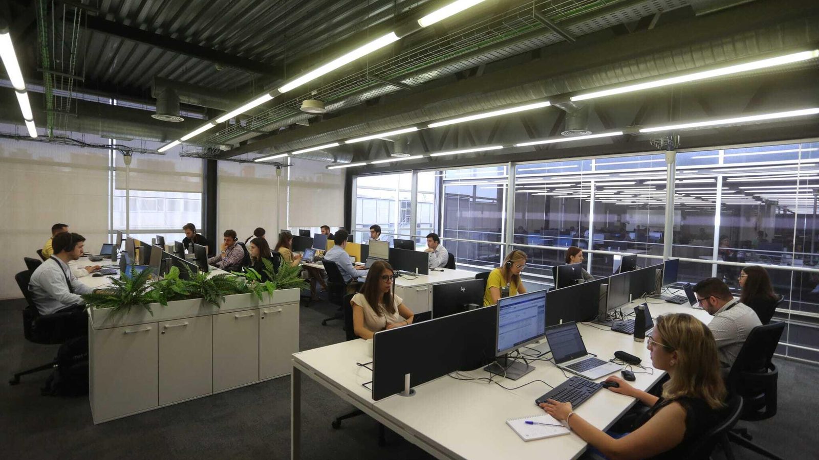 Empleados en el centro de EY en Málaga este martes. Empleados en el centro de EY en Málaga este martes.