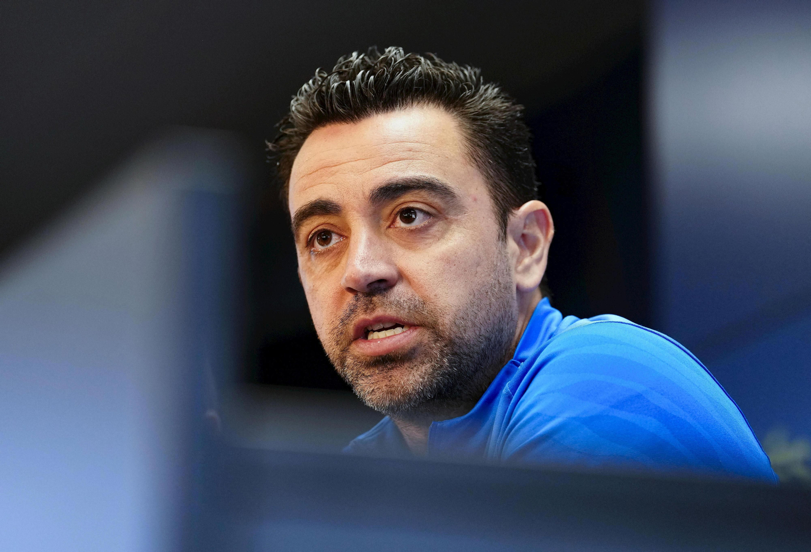 Xavi Hernández durante la rueda de prensa.