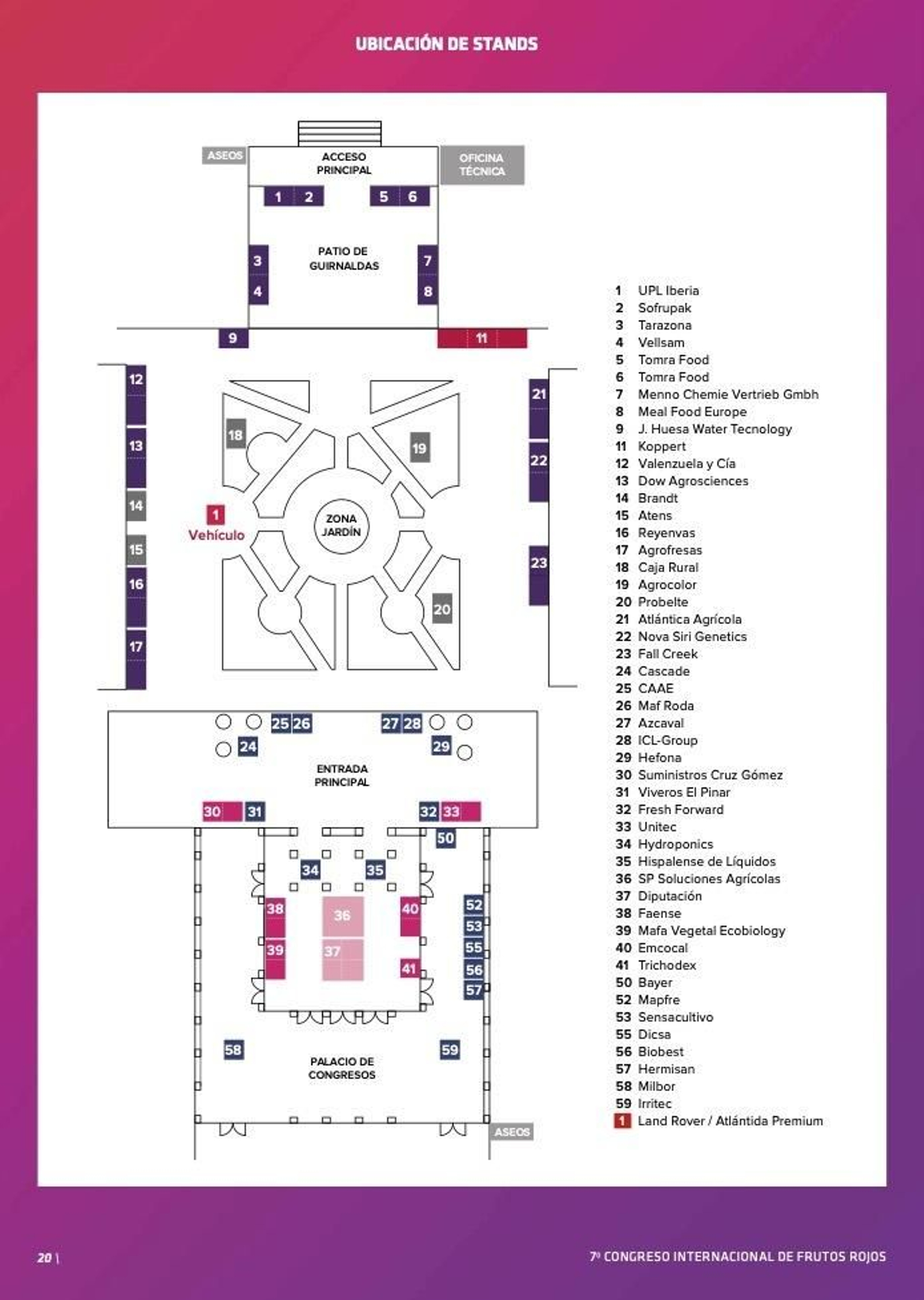 Plano de los stands para el Congreso de Frutos Rojos