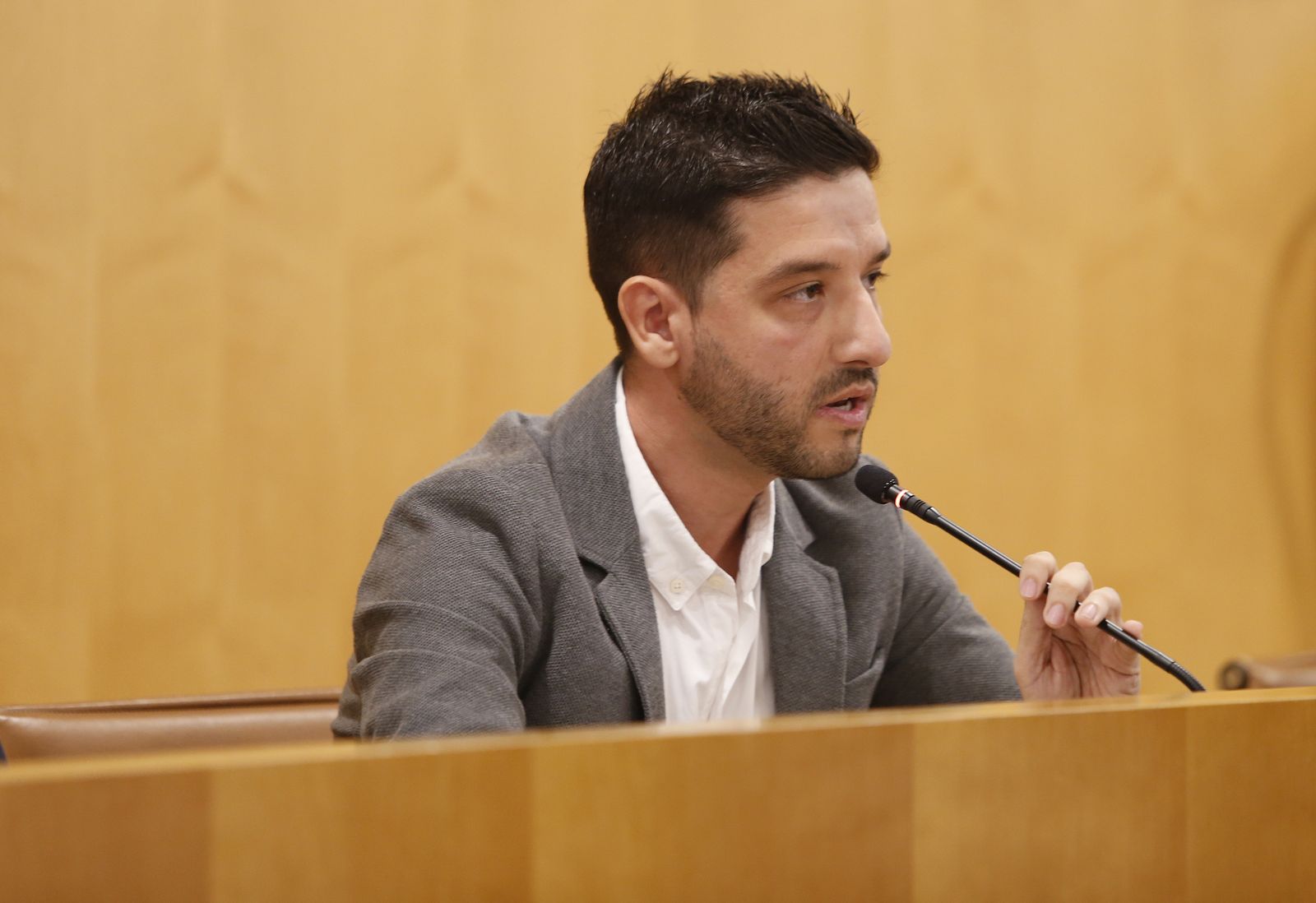 El edil de Aznalcóllar,  Antonio Valladares, durante una intervención en el Pleno de la Diputación.