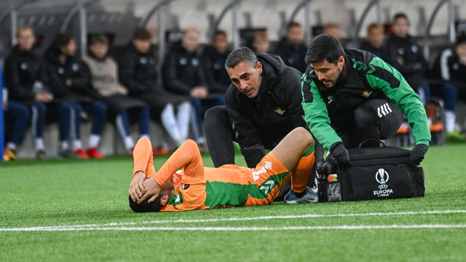 Juanmi, en el momento de la lesión en Helsinki.