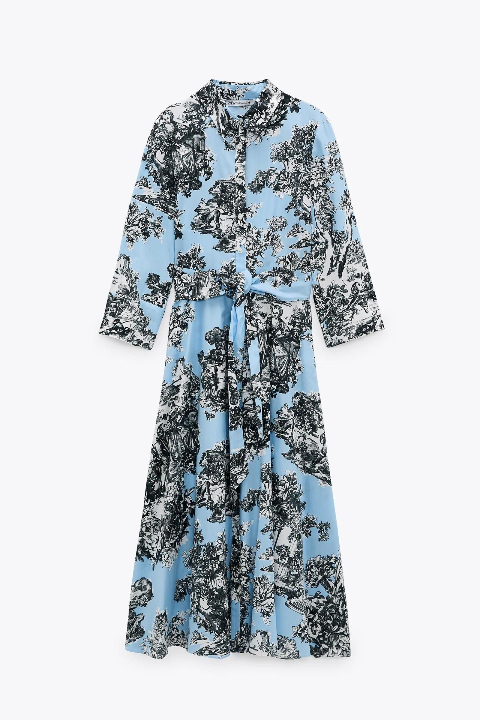 Vestido de flores y estampados costumbristas de Zara.