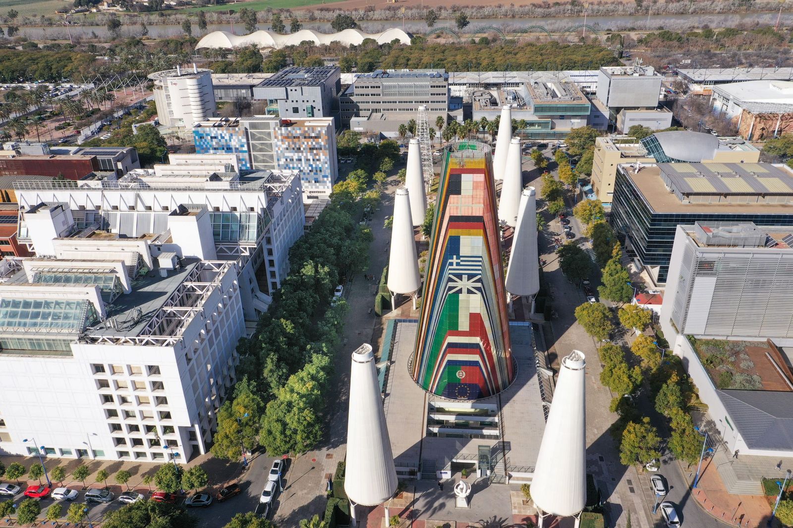 Vista área del recinto empresarial Sevilla TechPark, ubicado en la capital hispalense.