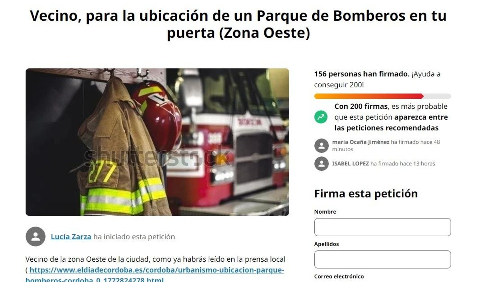 Imagen de la recogida de firmas.
