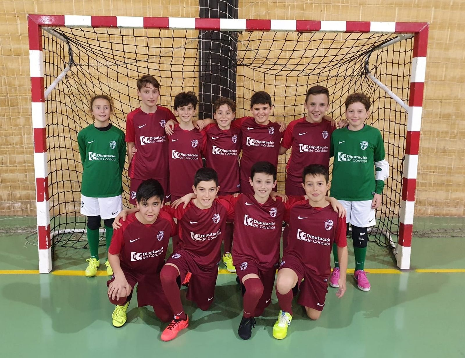 Jugadores de la selección alevín de fútbol sala de Córdoba presentes en el último entrenamiento.