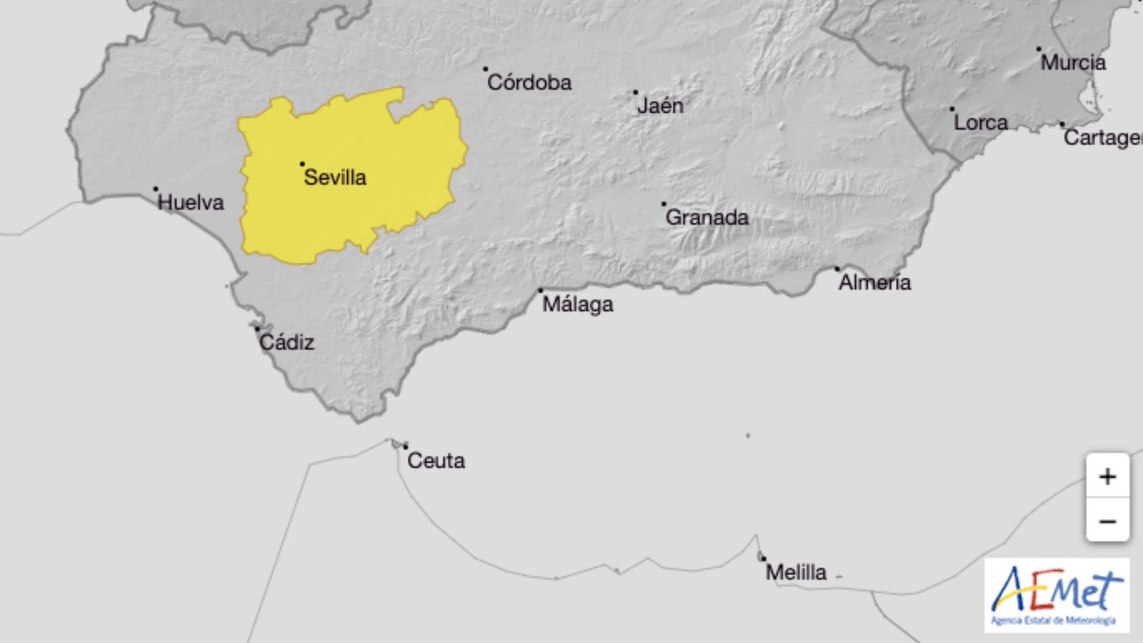 Alerta amarilla por riesgo de temperaturas máximas de 38ºC en la campiña sevillana