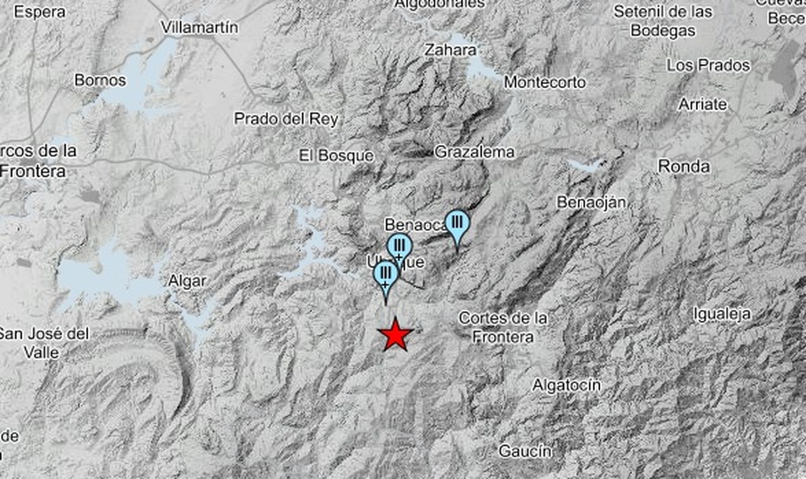 El terremoto localizado en Ubrique este 9 de febrero