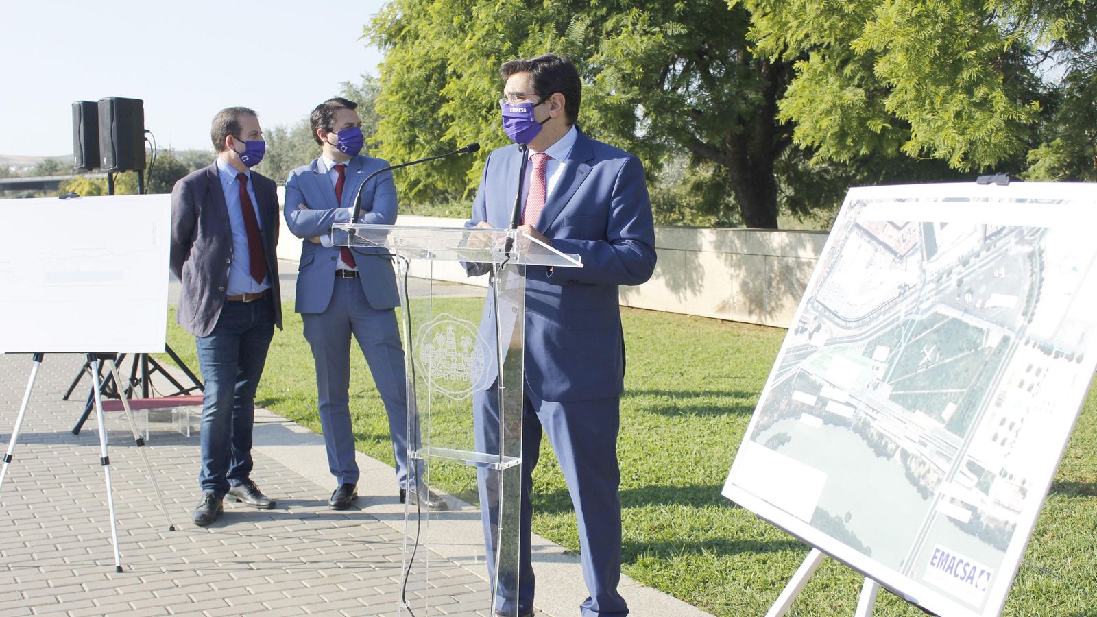 Presentación del proyecto del tanque de tormentas de Emacsa, en octubre de 2020.