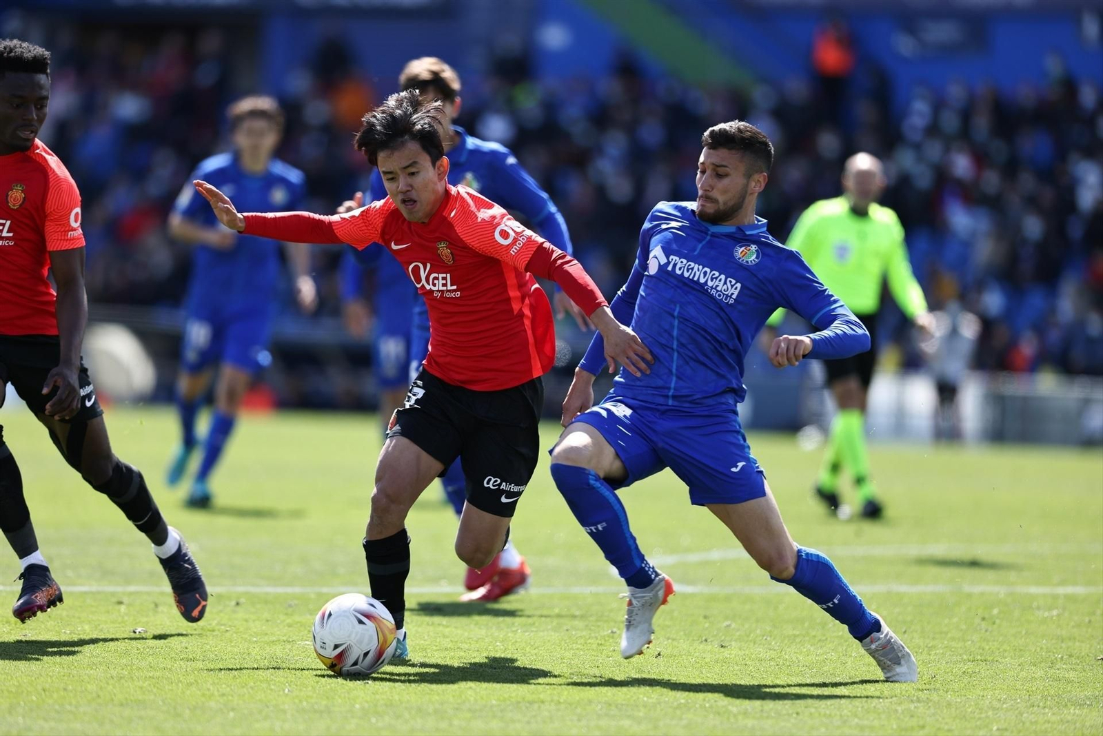 Óscar Rodríguez, en un partido con el Mallorca de Kubo en su anterior etapa en el Getafe.