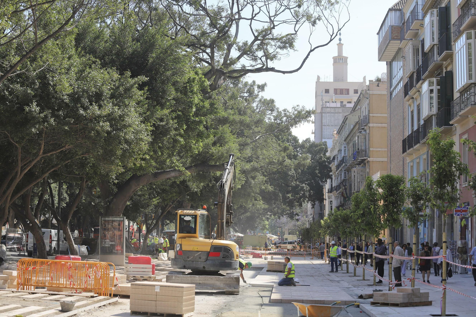Trabajos actuales en la Alameda, el gran proyecto del alcalde de Málaga.