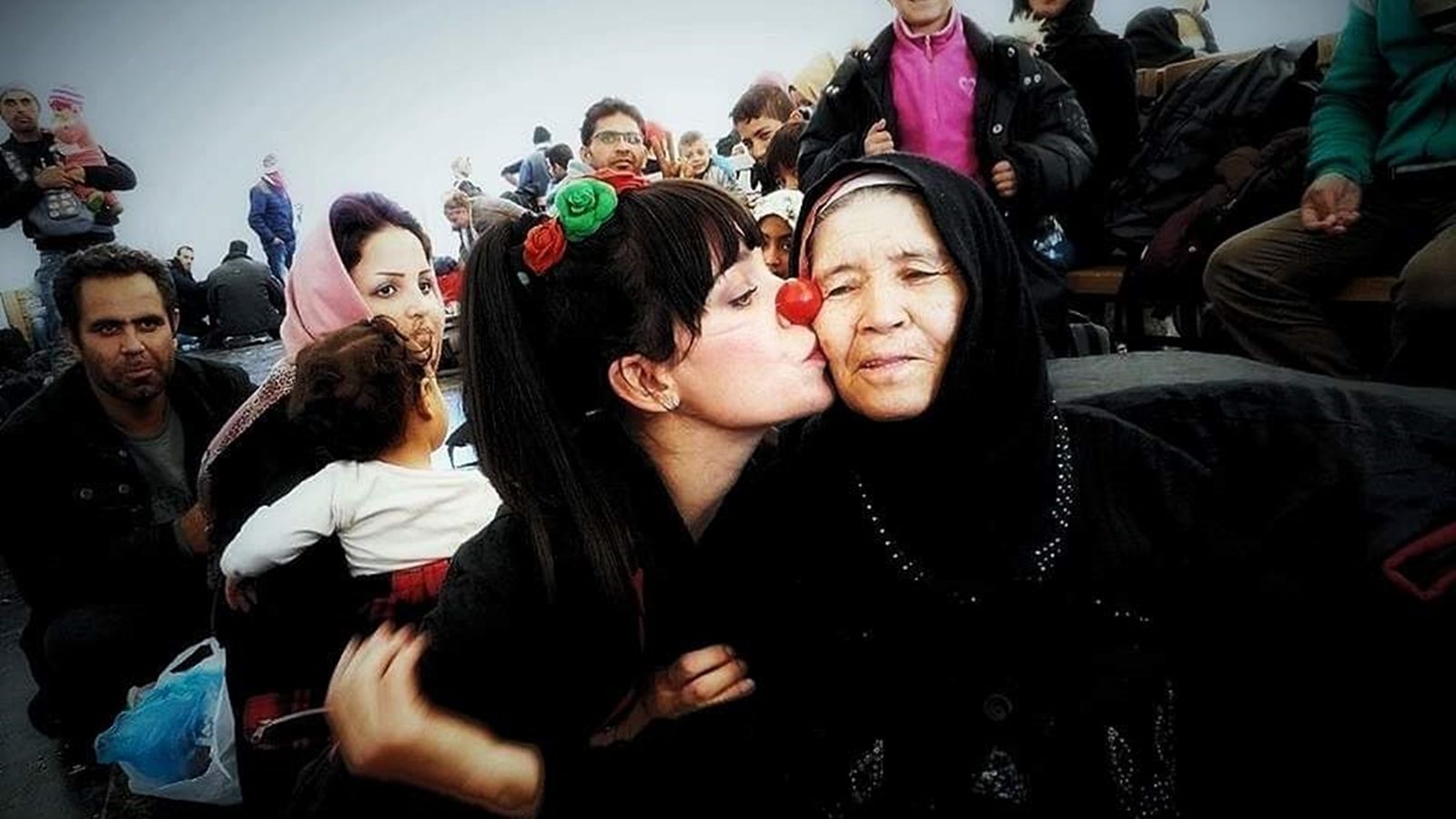 Lola Mento en un campo de refugiados en Macedonia en el año 2015.