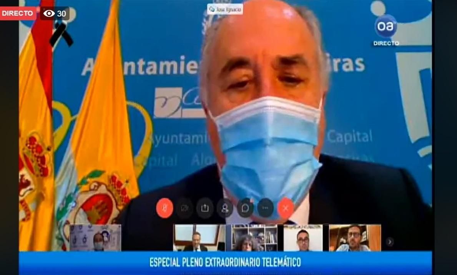 Un momento del pleno telemático en el Ayuntamiento de Algeciras