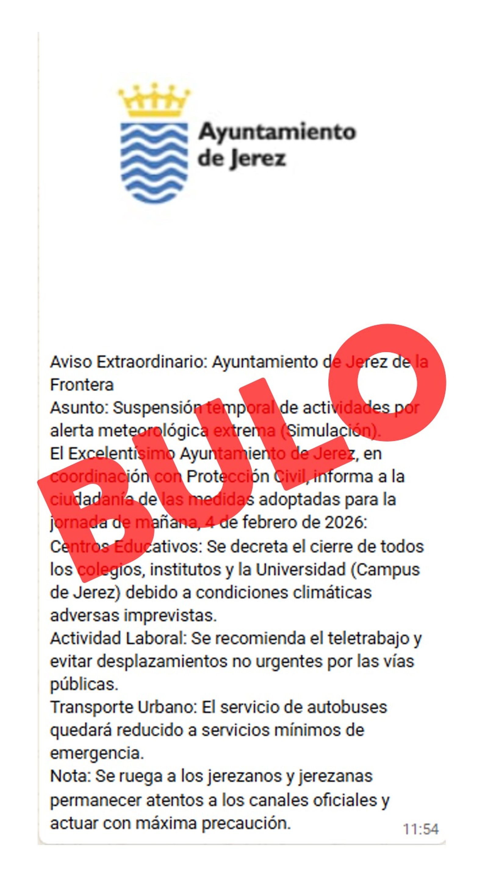 Bulo que circula por las redes.