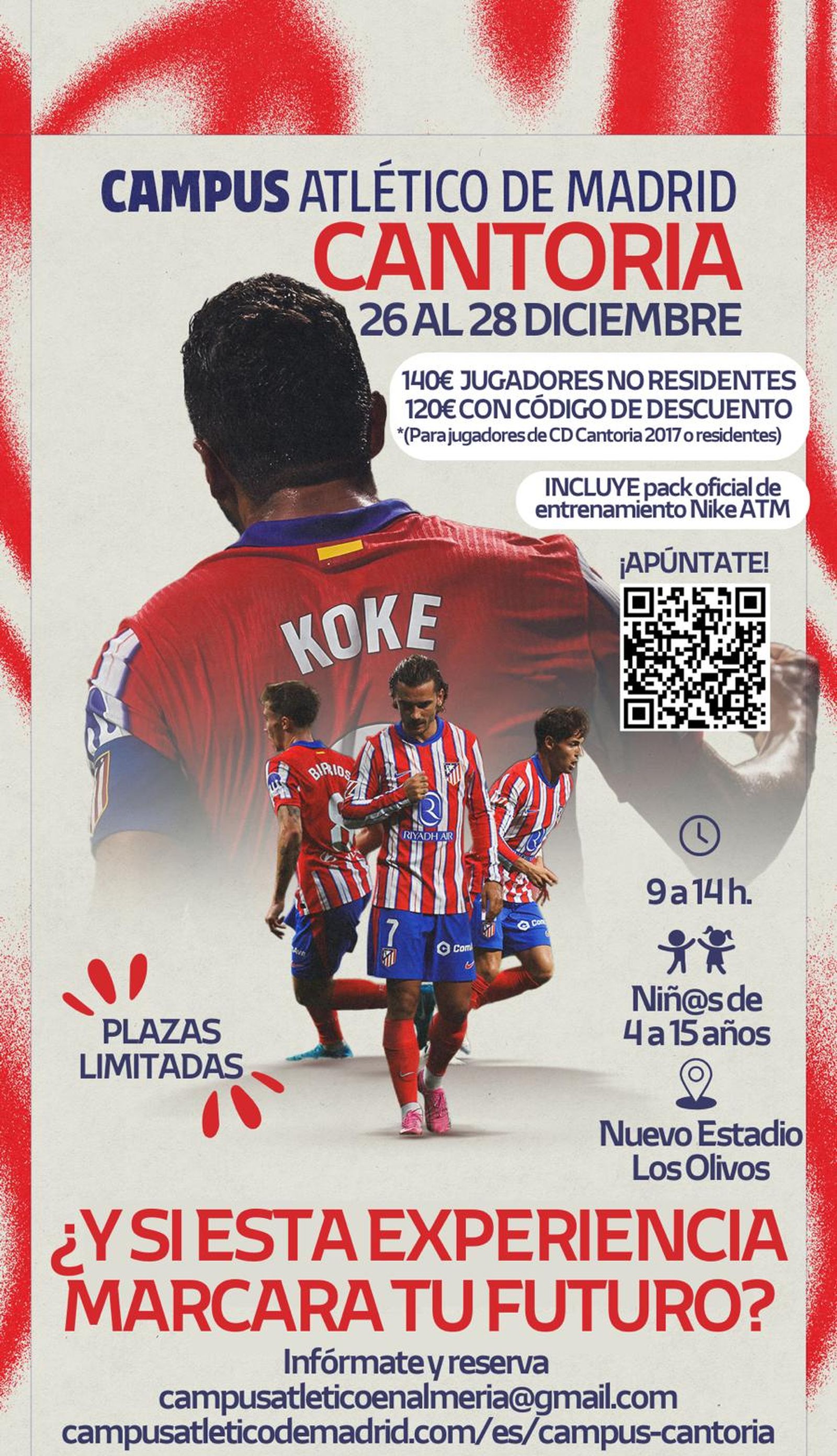 Cartel del Campus del Atlético de Madrid que se llevará a cabo en Cantoria.