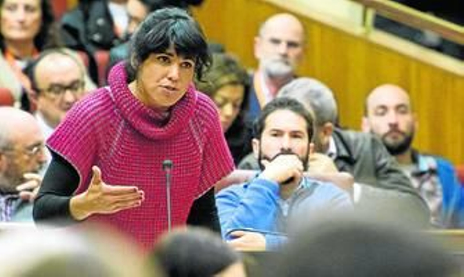 Teresa Rodríguez, durante la última sesión de control al Gobierno del año pasado en el Parlamento.