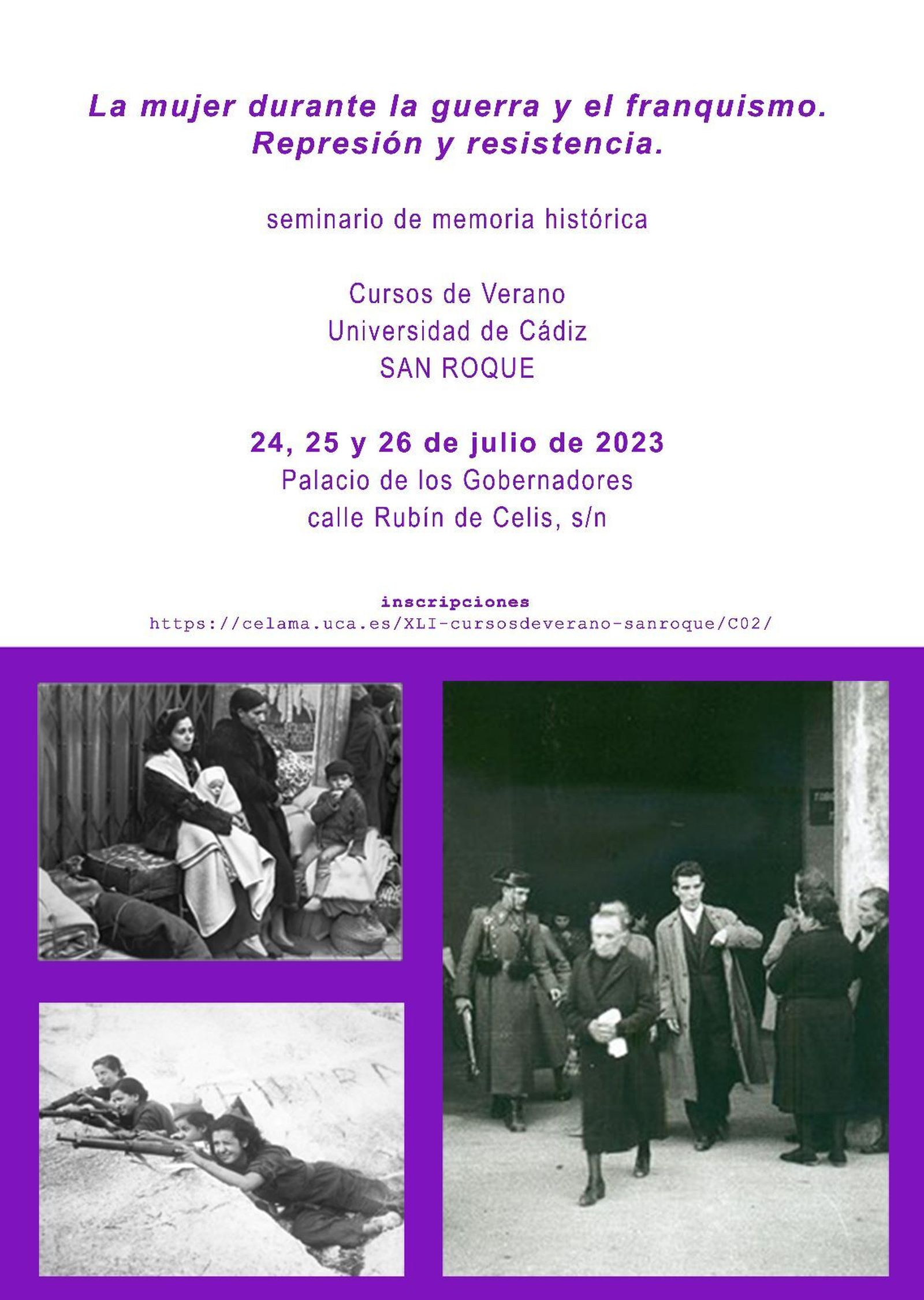 Cartel del curso ‘La mujer durante la Guerra y el Franquismo. Represión y resistencia’