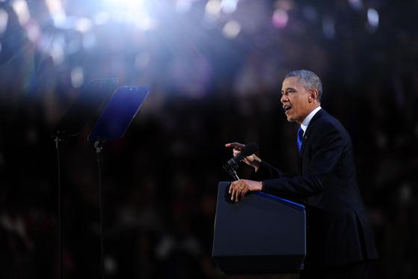 Obama durante su discurso tras la victoria.

Foto: Afp