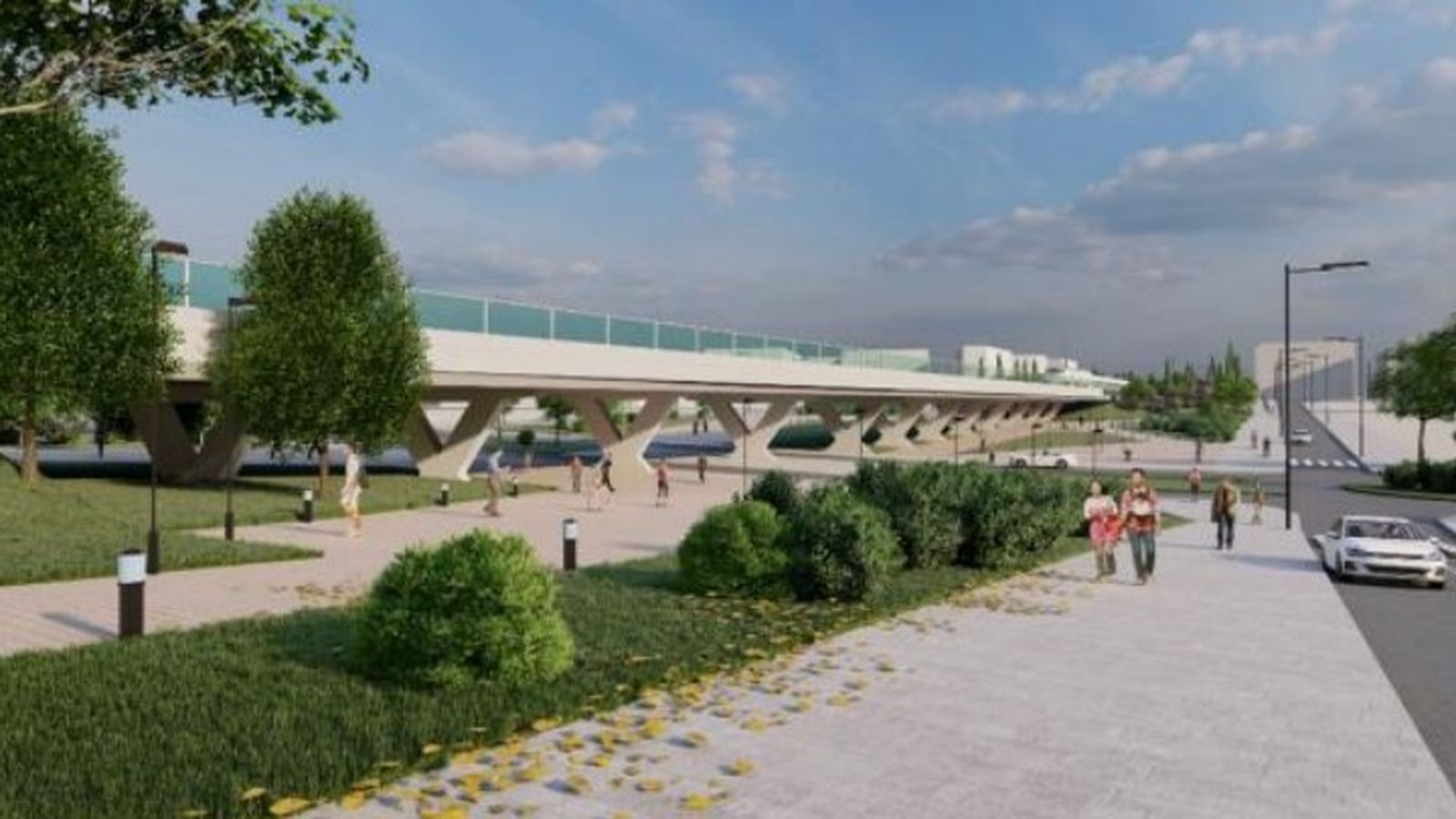 Viaducto de entrada a Granada con el proyecto de integración