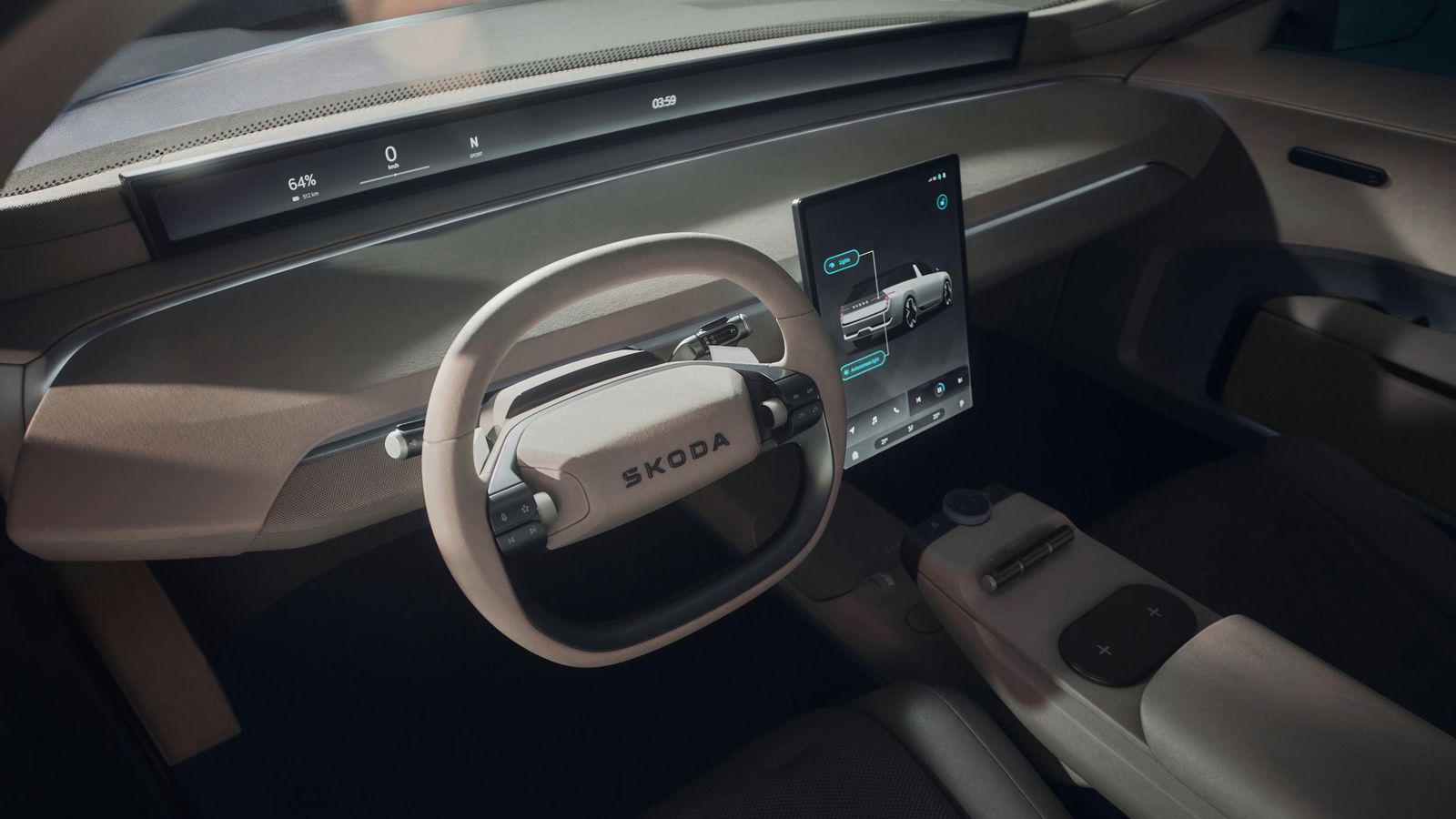 En el salpicadero se sitúa una instrumentación en una pantalla de 1,2 m de ancho que, prácticamente, ocupa toda la base del parabrisas.