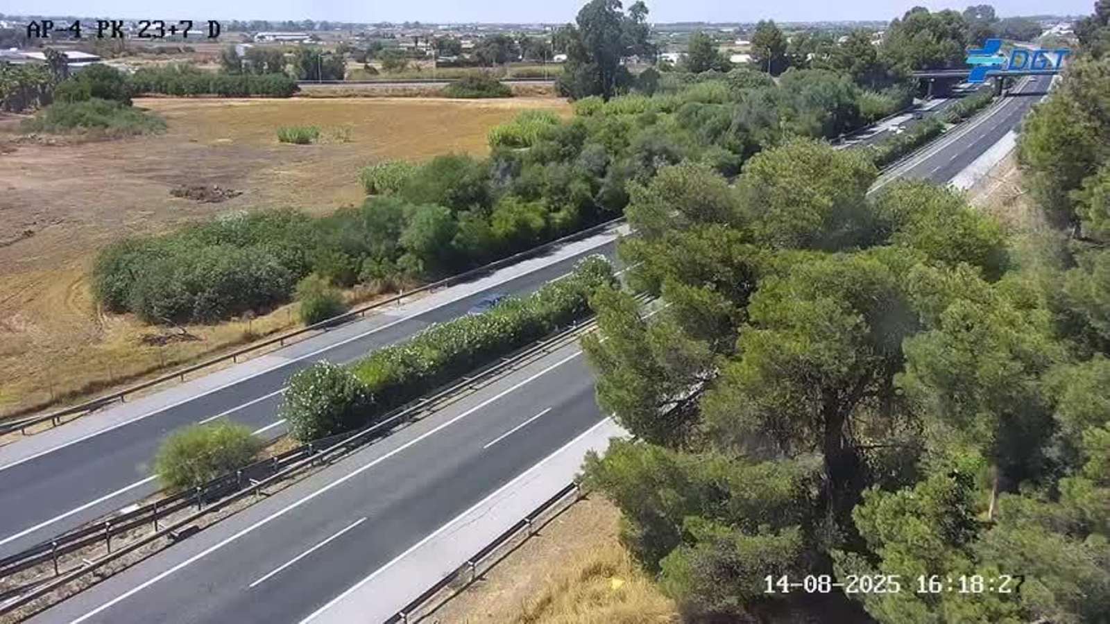Vista de la AP-4 en la tarde de este jueves.