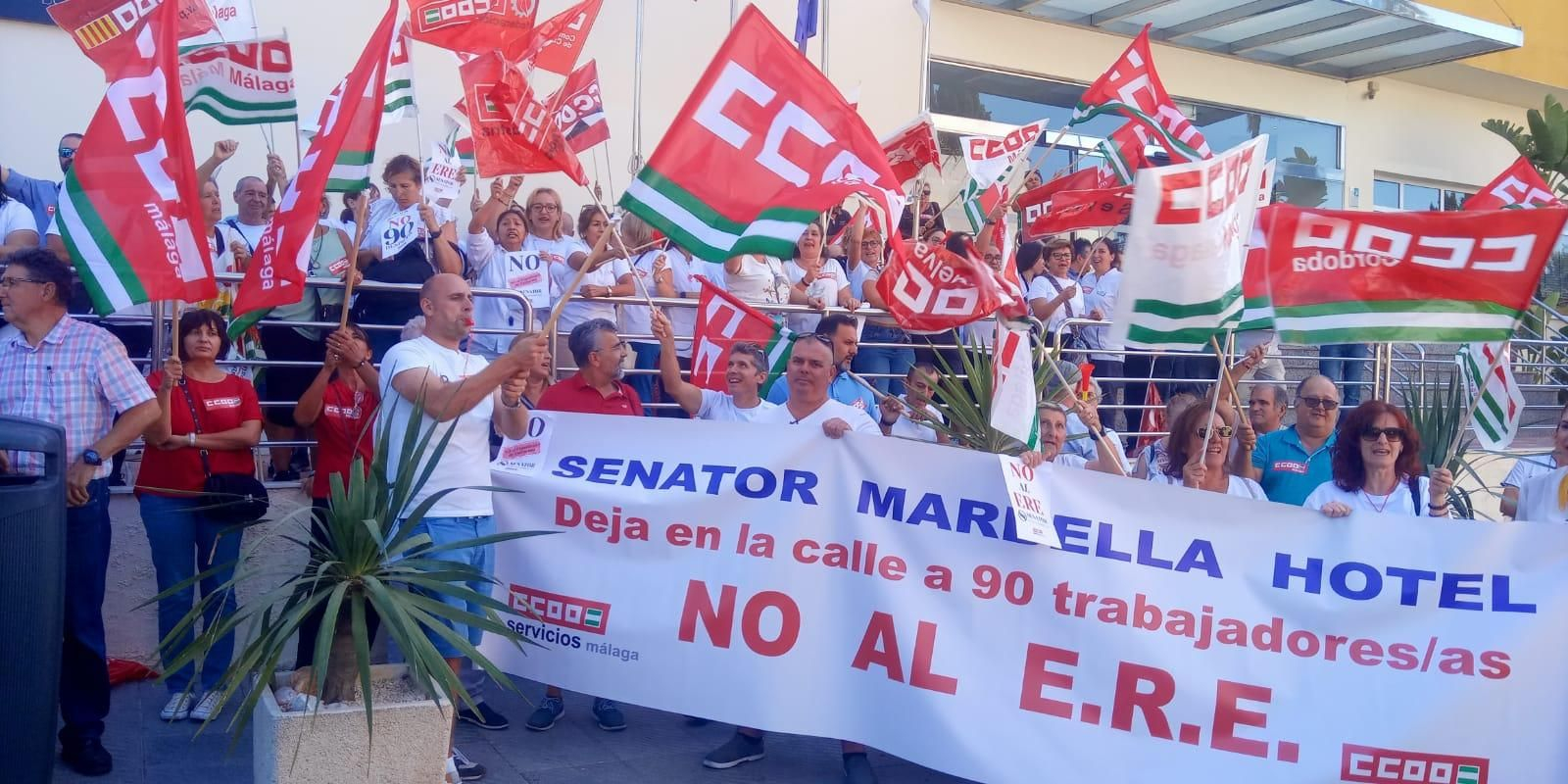 Una concentración de los trabajadores del hotel Senator en una imagen de archivo.