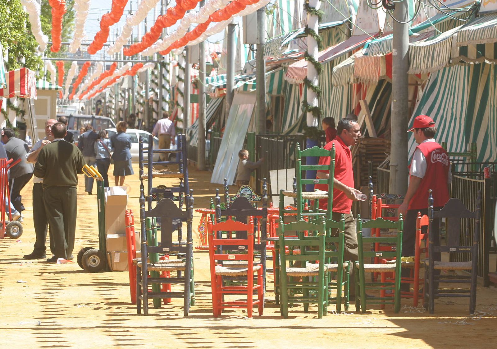 Preparativos de la Feria de Abril.