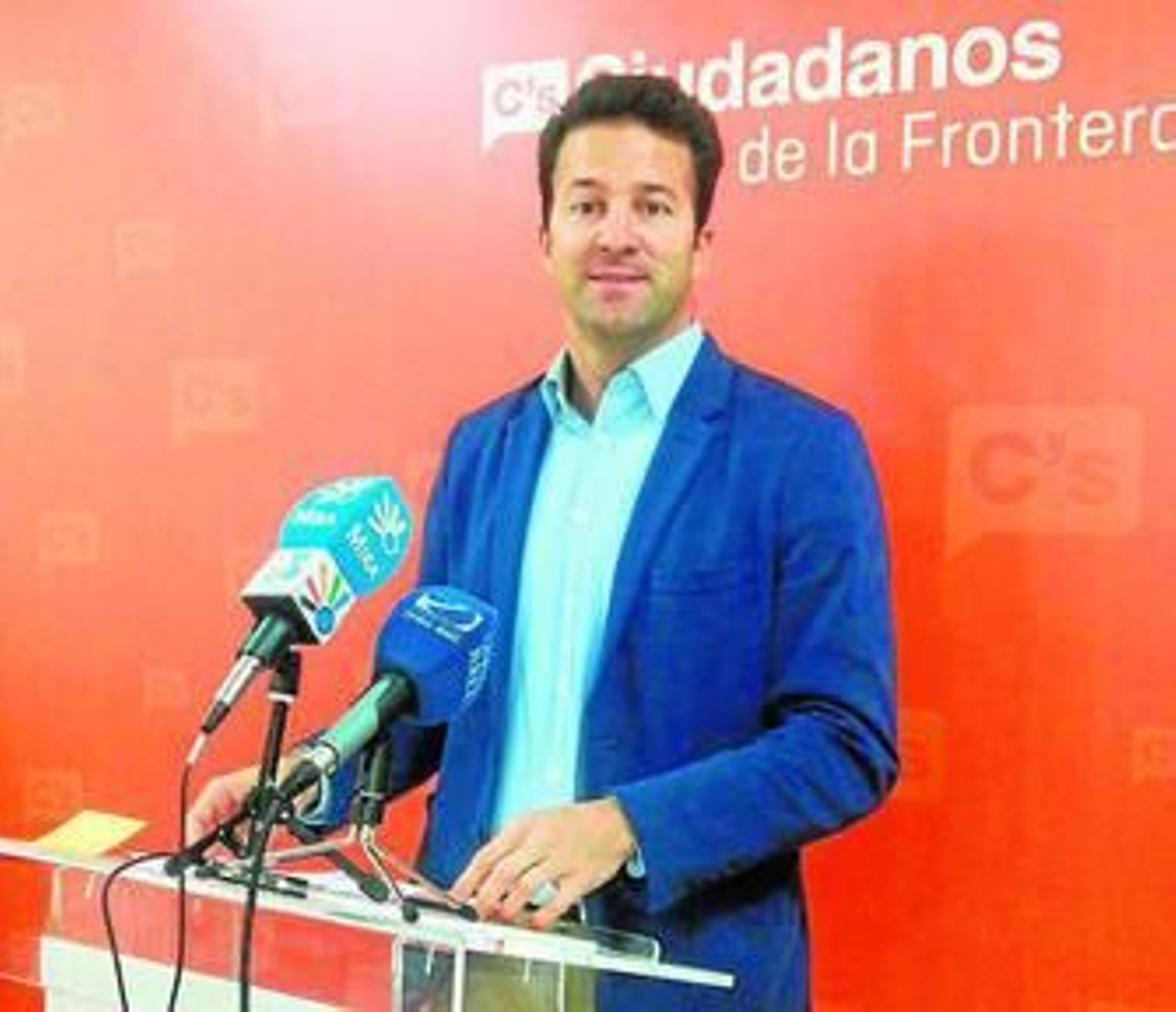 Carlos Pérez, ayer, durante la rueda de prensa en la sede de Ciudadanos.