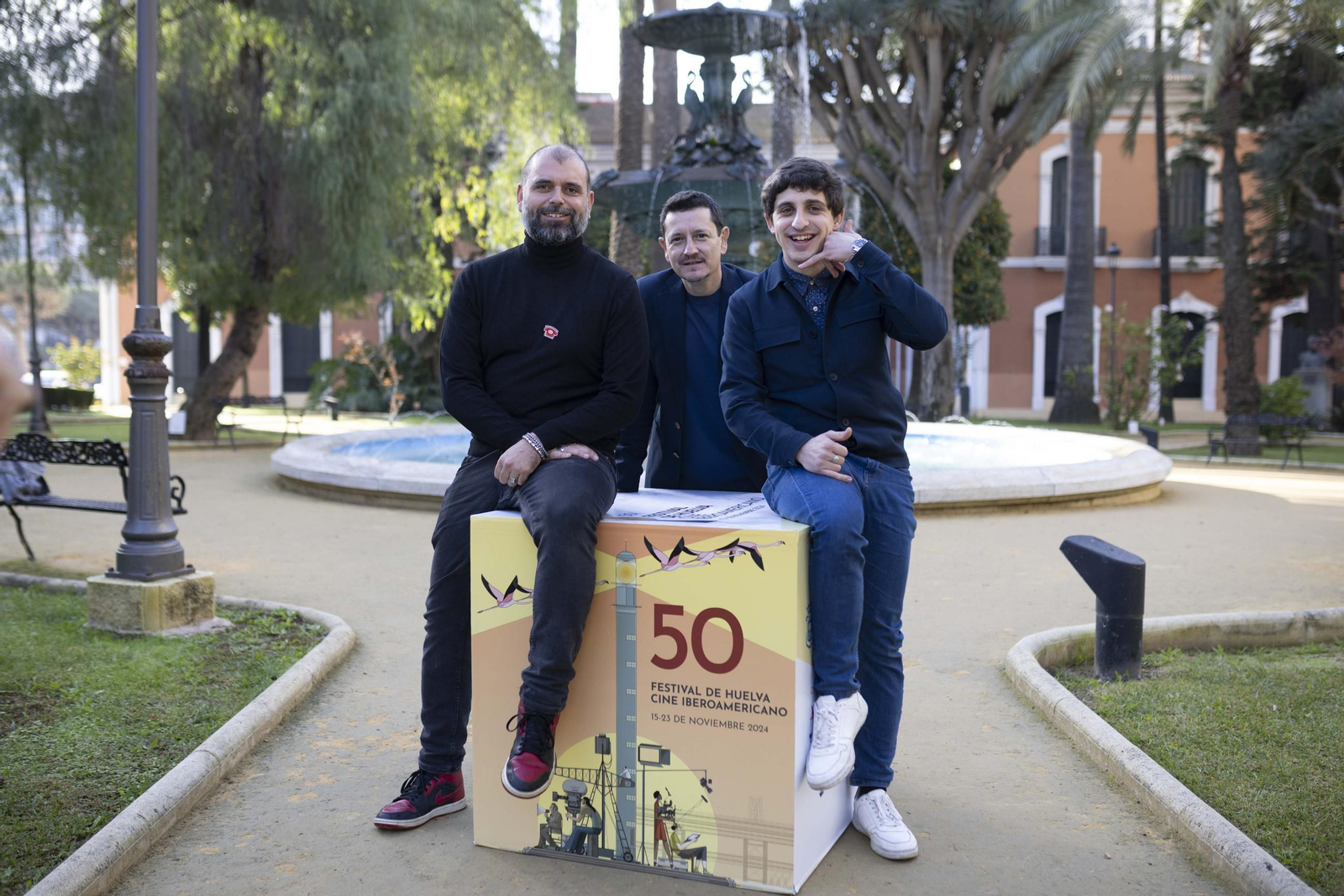Alexis Morante, José Alba y Óscar Lasarte en la presentación de la película.