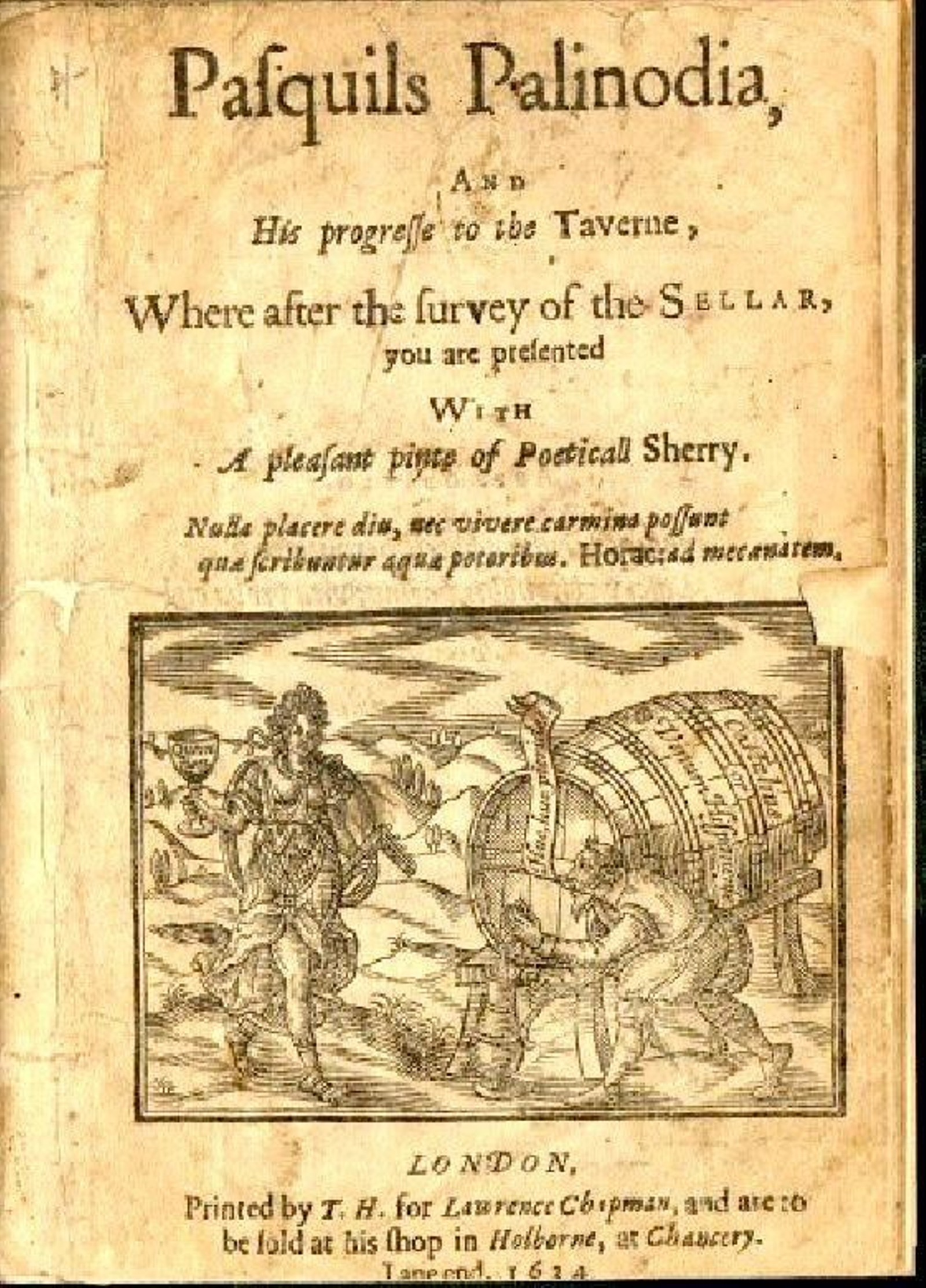 El sherry en la portada del Pasquils Palinodia, 1624.