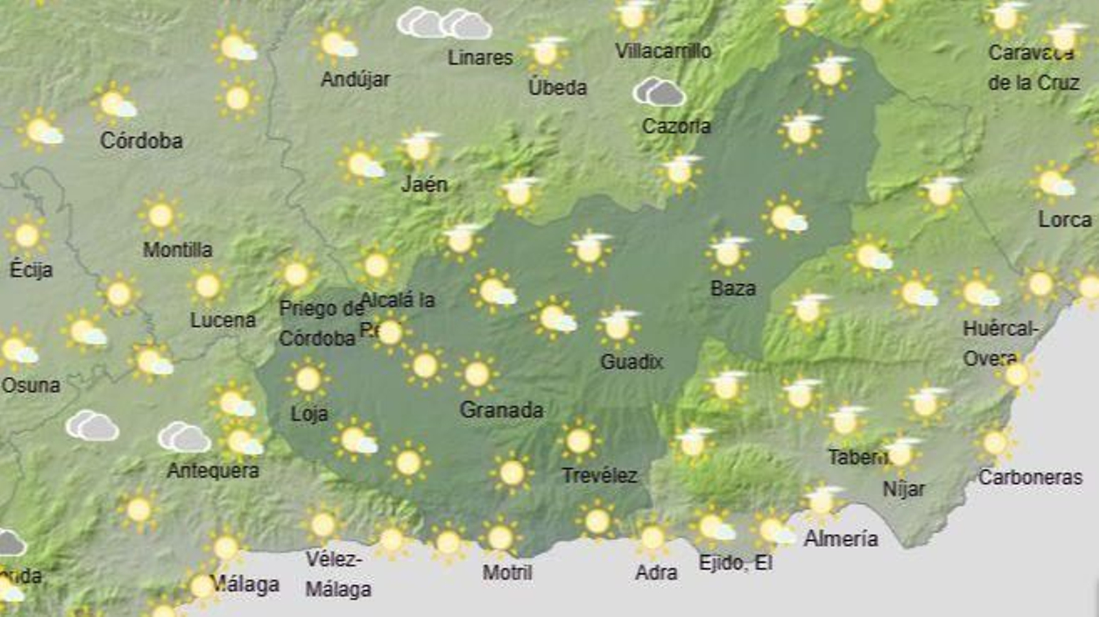 El Tiempo en Granada el 22 de octubre de 2025